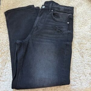 American Eagle Outfitters Black Ankle Crop Jeans with Subtle Distress